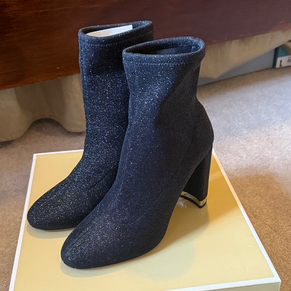 Michael Kors Sparkling Midnight Heeled Boots Size 8.5